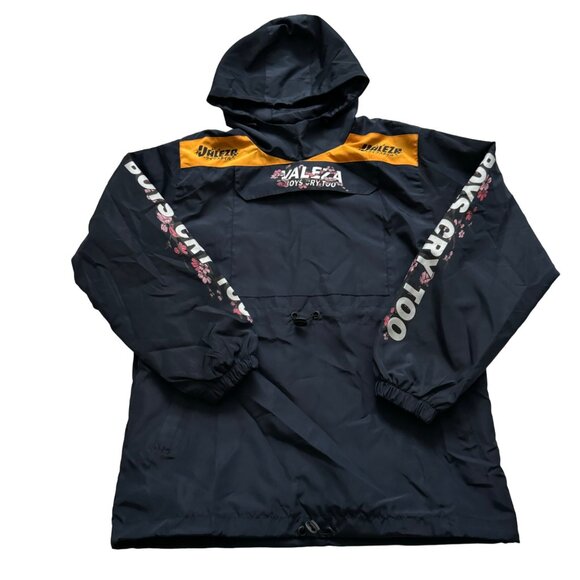 Valeza Boys Cry Too Mens Streetwear Windbreaker Jacket sz medium hoodie black - Picture 2 of 16